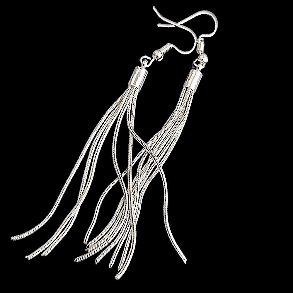Sterling Silver Plated Tassel Drop Dangle Earrings